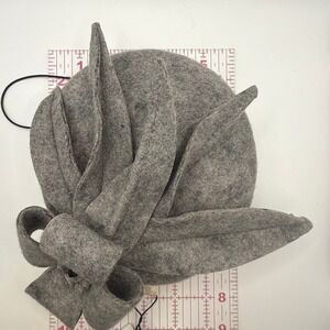 EE Brand Women's 100 Wool Grey Bow Detail Beanie Hat Size 57cm